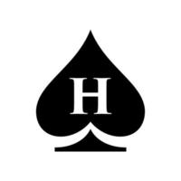 brief h casino logo. poker casino vegas logo sjabloon vector