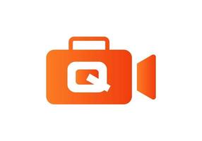 brief q film video camera logo ontwerp bioscoop film en videografie teken vector