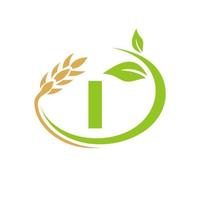 brief ik landbouw logo en landbouw logo symbool ontwerp vector