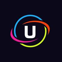 letter u technologie logo ontwerp vector