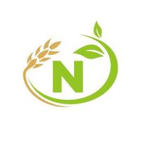 brief n landbouw logo en landbouw logo symbool ontwerp vector
