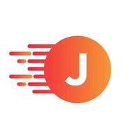 brief j logo ontwerp vector met dots vector sjabloon