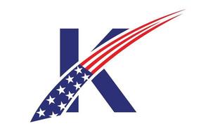 eerste brief k Amerikaans logo. Verenigde Staten van Amerika Amerikaans logo vector