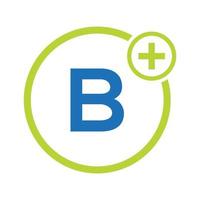 brief b gezondheidszorg symbool medisch logo sjabloon. artsen logo met stethoscoop teken vector