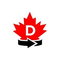 brief d Canadees esdoorn- logo ontwerp sjabloon. rood esdoorn- Canadees logotype vector