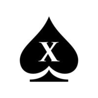 brief X casino logo. poker casino vegas logo sjabloon vector