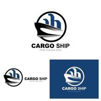 lading schip logo, snel lading schip vector, zeilboot, ontwerp voor schip fabricage bedrijf, waterweg het zeilen, marinier voertuigen, vervoer, logistiek vector