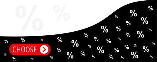 banier met Kiezen knop. rood, wit, zwart kleuren. golvend vorm geven aan. procenten. leeg tekst en illustratie ruimte. vector