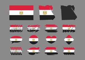 Egypte vlag set, gemakkelijk vlaggen van Egypte. premie vector. kaart, hart, spreken wolk, ruit, stippen, hand- getrokken emblemen. vector