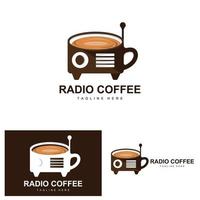 koffie radio logo, podcast radio ontwerp, koffie icoon, koffie cafe logo Product merk vector