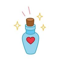 vector hand- getrokken magie liefde toverdrank fles. vector icoon voor valentijnsdag dag. magisch drinken illustratie. tekenfilm tekening stijl, vlak ontwerp.