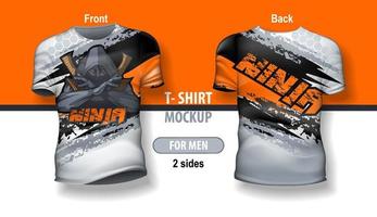 t-shirt voor Mens voorkant en terug met esport Ninja logo. mock-up voor dubbelzijdig het drukken vector