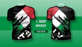 t-shirt voor Mens voorkant en terug met Italië vlag. mock-up voor dubbelzijdig afdrukken. vector