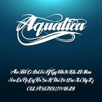 aquatica kalligrafische handgeschreven alfabetisch lettertype. vector