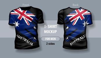 t-shirt voor Mens voorkant en terug met Australisch vlag. mock-up voor dubbelzijdig afdrukken. vector