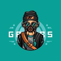 gamer mascotte logo ontwerp. premie sjabloon logo vector