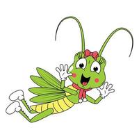 schattig grasshoper dier tekenfilm grafisch vector