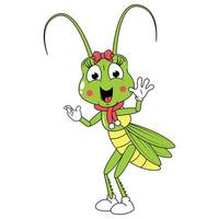 schattig grasshoper dier tekenfilm grafisch vector