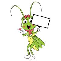 schattig grasshoper dier tekenfilm grafisch vector