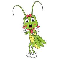 schattig grasshoper dier tekenfilm grafisch vector