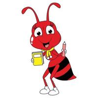 schattig rood mier dier tekenfilm grafisch vector