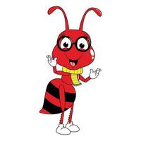schattig rood mier dier tekenfilm grafisch vector