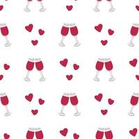 bril met wijn romantisch liefde naadloos patroon vector