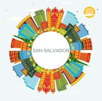 san Salvador stad horizon met kleur gebouwen, blauw lucht en kopiëren ruimte. vector