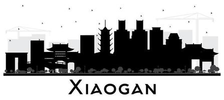 xiaogan China stad horizon silhouet met zwart gebouwen geïsoleerd Aan wit. vector