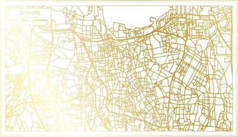 Jakarta Indonesië stad kaart in retro stijl in gouden kleur. schets kaart. vector