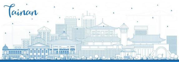 schets tainan Taiwan stad horizon met blauw gebouwen. vector