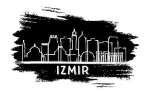 Izmir kalkoen stad horizon silhouet. hand- getrokken schetsen vector