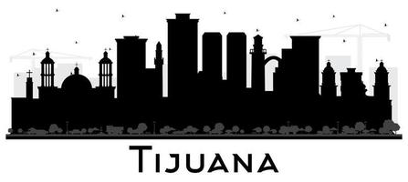 tijuana Mexico stad horizon silhouet met zwart gebouwen geïsoleerd Aan wit. vector