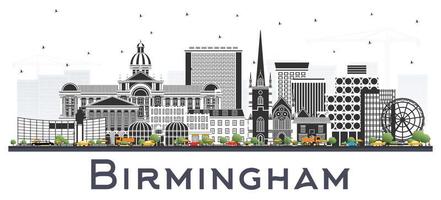 Birmingham uk stad horizon met kleur gebouwen geïsoleerd Aan wit. vector