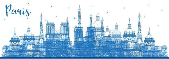 schets Parijs Frankrijk stad horizon met blauw gebouwen. vector