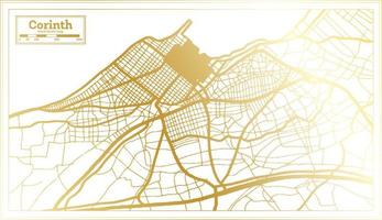 Korinthe Griekenland stad kaart in retro stijl in gouden kleur. schets kaart. vector