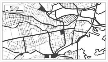 olbia Italië stad kaart in zwart en wit kleur in retro stijl. schets kaart. vector