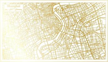 Shanghai China stad kaart in retro stijl in gouden kleur. schets kaart. vector