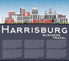 Harrisburg Pennsylvania stad horizon met kleur gebouwen, blauw lucht en kopiëren ruimte. vector
