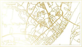 volgograd Rusland stad kaart in retro stijl in gouden kleur. schets kaart. vector