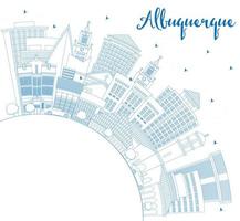 schets Albuquerque nieuw Mexico stad horizon met blauw gebouwen en kopiëren ruimte. vector