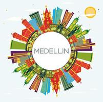 medellin Colombia stad horizon met kleur gebouwen, blauw lucht en kopiëren ruimte. vector