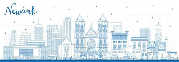 schets newark nieuw Jersey stad horizon met blauw gebouwen. vector