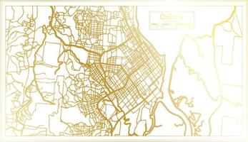 Cairns Australië stad kaart in retro stijl in gouden kleur. schets kaart. vector