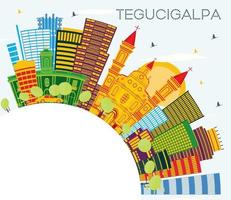 tegucigalpa Honduras stad horizon met kleur gebouwen, blauw lucht en kopiëren ruimte. vector