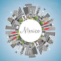 Mexico stad horizon met grijs gebouwen, blauw lucht en kopiëren ruimte. vector