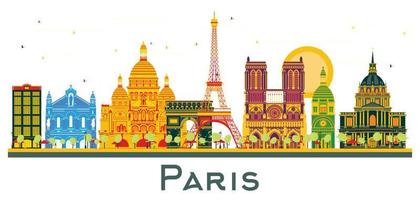 Parijs Frankrijk stad horizon met kleur gebouwen geïsoleerd Aan wit. vector