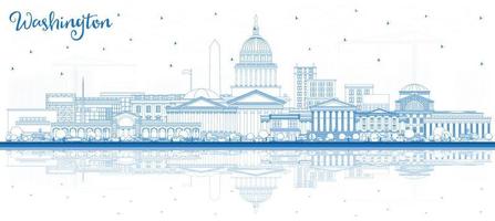 schets Washington dc Verenigde Staten van Amerika stad horizon met blauw gebouwen en reflecties. vector