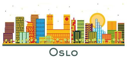 Oslo Noorwegen stad horizon met kleur gebouwen geïsoleerd Aan wit. vector