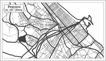pescara Italië stad kaart in zwart en wit kleur in retro stijl. schets kaart. vector